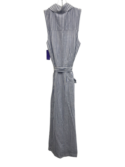 Willa Story Size S Blue & White Cotton & Linen Button Vertical Stripes Dress Blue & White / S