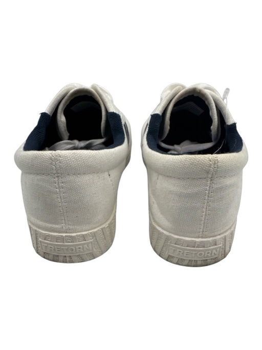 Tretorn Shoe Size 7 White & Navy Blue Canvas Laces Low Top Sneakers White & Navy Blue / 7