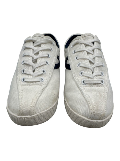 Tretorn Shoe Size 7 White & Navy Blue Canvas Laces Low Top Sneakers White & Navy Blue / 7