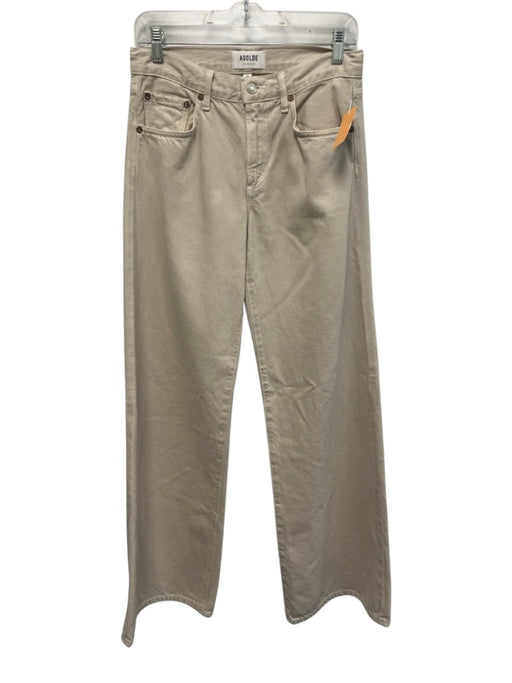 Agolde Size 24 Light Beige Cotton High Rise Zip Fly Wide Leg Jeans Light Beige / 24