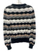& Isla Size XS Black, White, Gray Cotton Long Sleeve Striped Knit Zip Up Sweater Black, White, Gray / XS