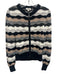 & Isla Size XS Black, White, Gray Cotton Long Sleeve Striped Knit Zip Up Sweater Black, White, Gray / XS