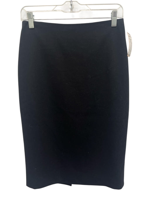 Ralph Lauren Size 4 Black Wool Back Zip Below Knee Skirt Black / 4