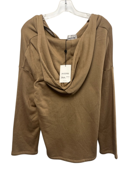 LNA Clothing Size S Khaki Brown Polyester Blend Hood Split Neck Hoodie Sweater Khaki Brown / S