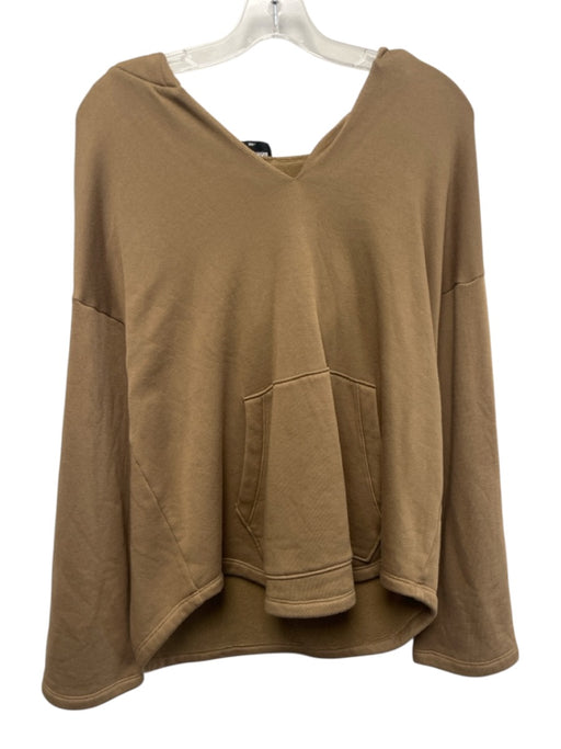 LNA Clothing Size S Khaki Brown Polyester Blend Hood Split Neck Hoodie Sweater Khaki Brown / S