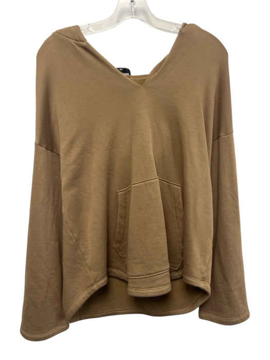 LNA Clothing Size S Khaki Brown Polyester Blend Hood Split Neck Hoodie Sweater Khaki Brown / S