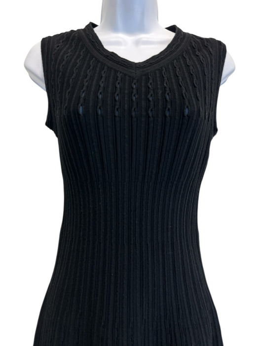 Alaia Size Est S Black & Blue Sleeveless V Neck Ribbed Midi Dress Black & Blue / Est S