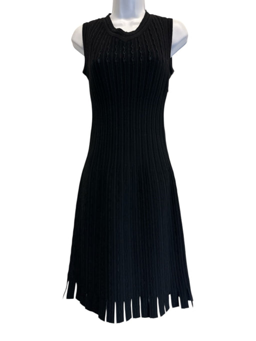 Alaia Size Est S Black & Blue Sleeveless V Neck Ribbed Midi Dress Black & Blue / Est S