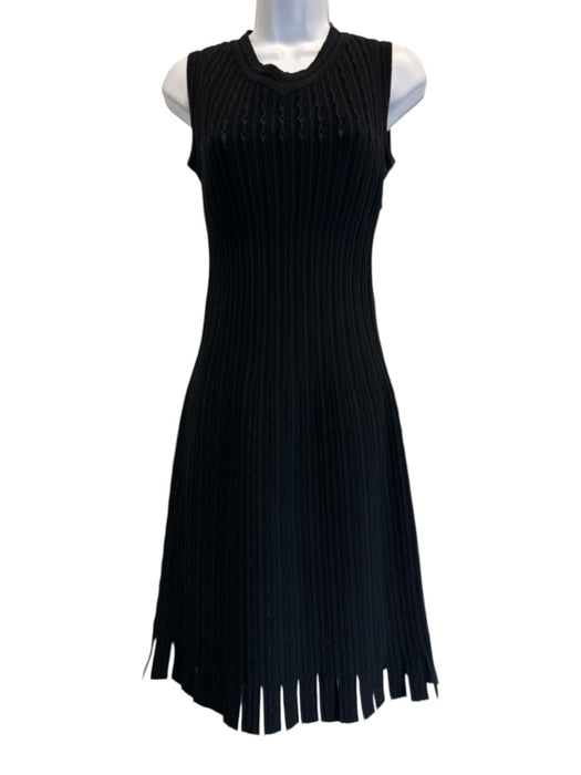 Alaia Size Est S Black & Blue Sleeveless V Neck Ribbed Midi Dress Black & Blue / Est S