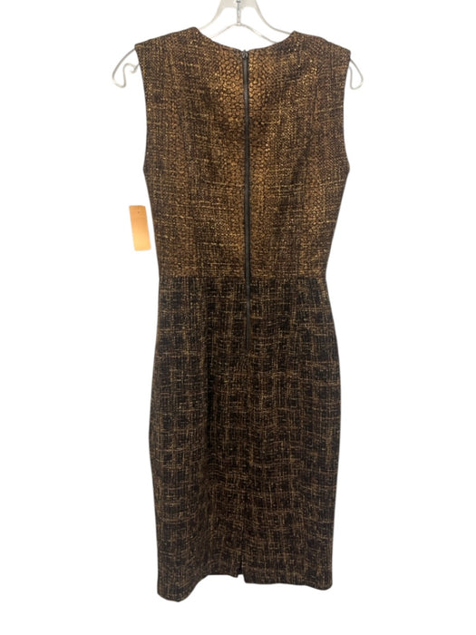 Badgley Mischka Size Est S Gold, Brown & Black Wool Blend Sleeveless Shine Dress Gold, Brown & Black / Est S