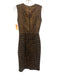 Badgley Mischka Size Est S Gold, Brown & Black Wool Blend Sleeveless Shine Dress Gold, Brown & Black / Est S