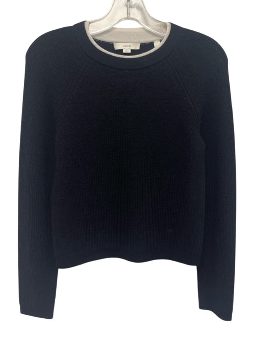Vince Size XS Black & White Cotton Blend Long Sleeve Waffle Knit Layered Sweater Black & White / XS