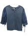 Ulla Johnson Size XL Blue Cotton Chambray Gathered Sleeves Tie Cuff Top Blue / XL