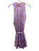 Koch Size M purple & orange Polyester Nautical Print Sleeveless V Neck Dress purple & orange / M