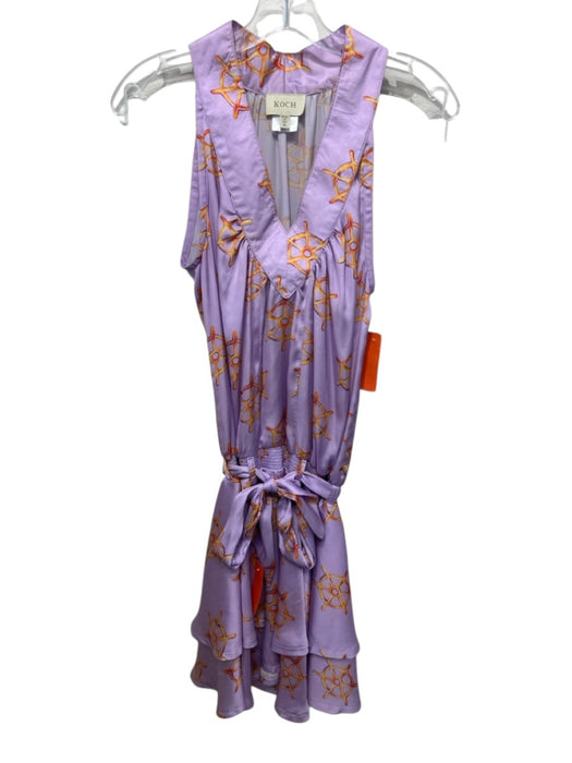 Koch Size M purple & orange Polyester Nautical Print Sleeveless V Neck Dress purple & orange / M
