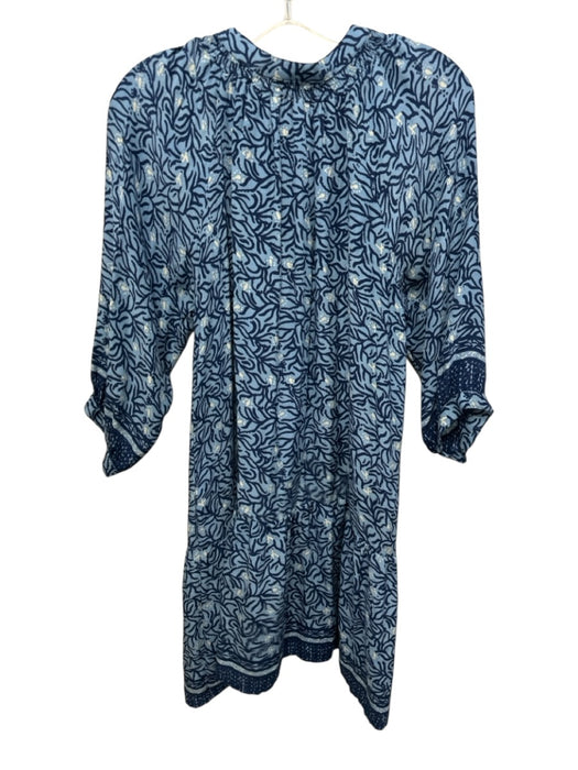 Natalie Martin Size M Blue Silicone Abstract Print 3/4 Balloon Sleeve Mini Dress Blue / M