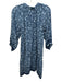 Natalie Martin Size M Blue Silicone Abstract Print 3/4 Balloon Sleeve Mini Dress Blue / M