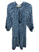 Natalie Martin Size M Blue Silicone Abstract Print 3/4 Balloon Sleeve Mini Dress Blue / M