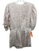 The Femm Size L Light Pink Linen 1/2 Puff Sleeve Open Back Keyhole Back Romper Light Pink / L
