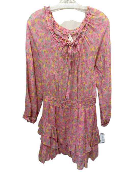 Loveshackfancy Size L Pink & Multi Cotton Floral Long Balloon Sleeve Dress Pink & Multi / L