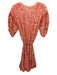 Poupette St. Barth Size M Orange Viscose Botanical Short Sleeve V Neck Dress Orange / M