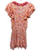 Poupette St. Barth Size L White, Orange & Pink Viscose Botanical V Neck Dress White, Orange & Pink / L