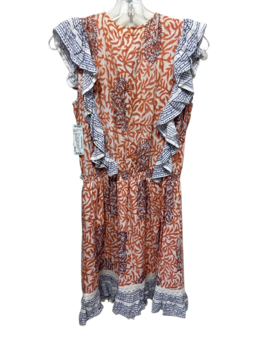 Bell by Alicia Bell Size S White, Orange & Blue Viscose Paisley Sleeveless Dress White, Orange & Blue / S