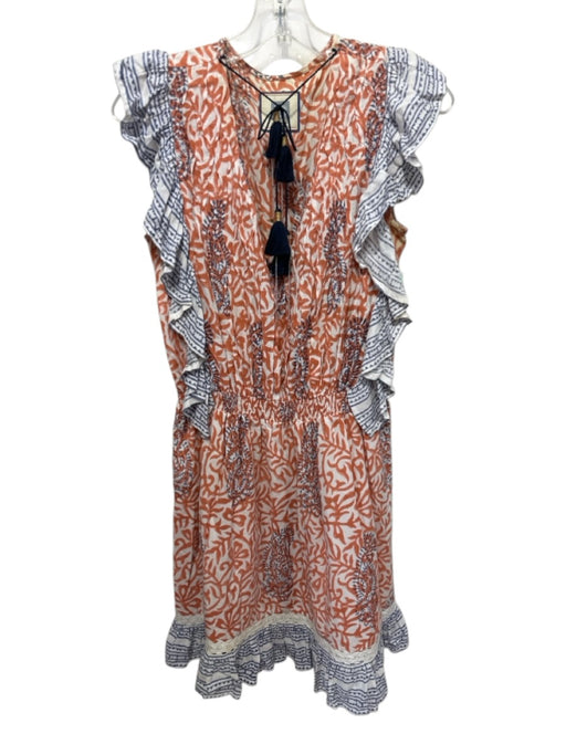 Bell by Alicia Bell Size S White, Orange & Blue Viscose Paisley Sleeveless Dress White, Orange & Blue / S