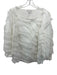 Joie Size L White Polyester Wavy Fringe 3/4 Balloon Sleeve Wide Neck Top White / L