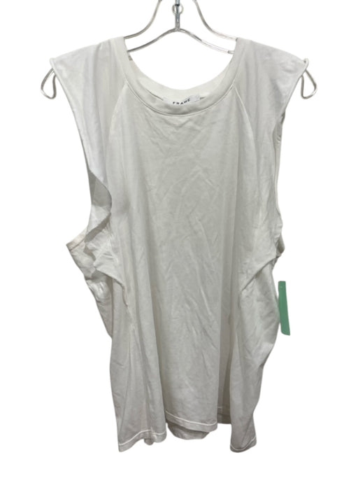 Frame Size L White Cotton Cap Sleeve Flounce Detail Tank Top White / L