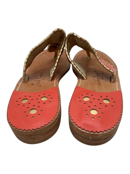Jack Rogers Shoe Size 7 Orange & Gold Leather Upper Metallic Detail Sandals Orange & Gold / 7