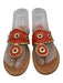 Jack Rogers Shoe Size 7 Orange & Gold Leather Upper Metallic Detail Sandals Orange & Gold / 7