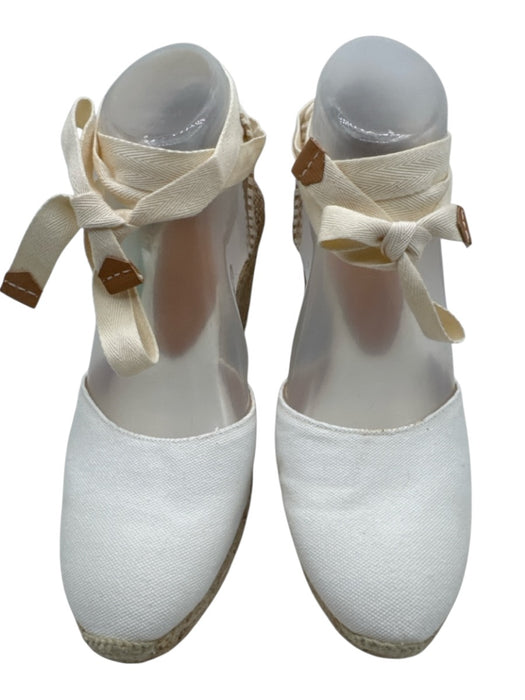 Castaner Shoe Size 38 White & Beige Canvas Upper Platform Wedge Espadrille White & Beige / 38