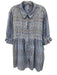 Free People Size M Blue & White Cotton Collar Neck Front Buttons plaid Dress Blue & White / M