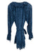 Cleobella Size M Blue Cotton Ruffle Neck Front Buttons Eyelet Detail Dress Blue / M