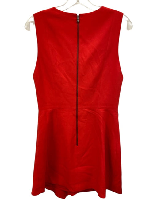 Alice & Olivia Size 8 Red Polyester Sleeveless V Neck Back Zip Fold Over Dress Red / 8