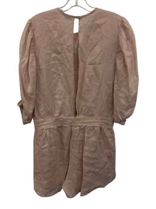 The Femm Size L Blush Pink Linen Back button & zip Keyhole Pleat Detail Romper Blush Pink / L