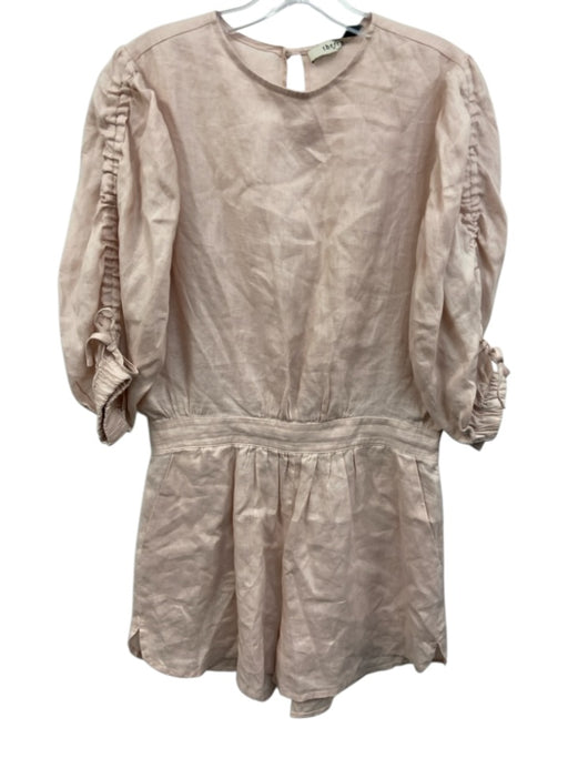 The Femm Size L Blush Pink Linen Back button & zip Keyhole Pleat Detail Romper Blush Pink / L