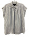 Nili Lotan Size S White & Blue Cotton Collar Neck Front Buttons Short Sleeve Top White & Blue / S