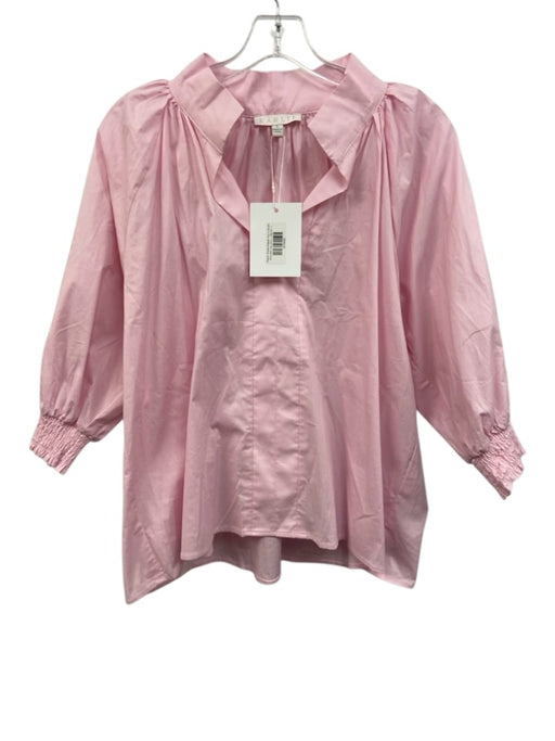 Karlie Size L Light Pink Cotton Collar Neck Ruffle 1/2 Sleeve Top Light Pink / L