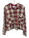 Koch Size L Cream, Red, Black Cotton Blend Metallic Thread Plaid Button Down Top Cream, Red, Black / L
