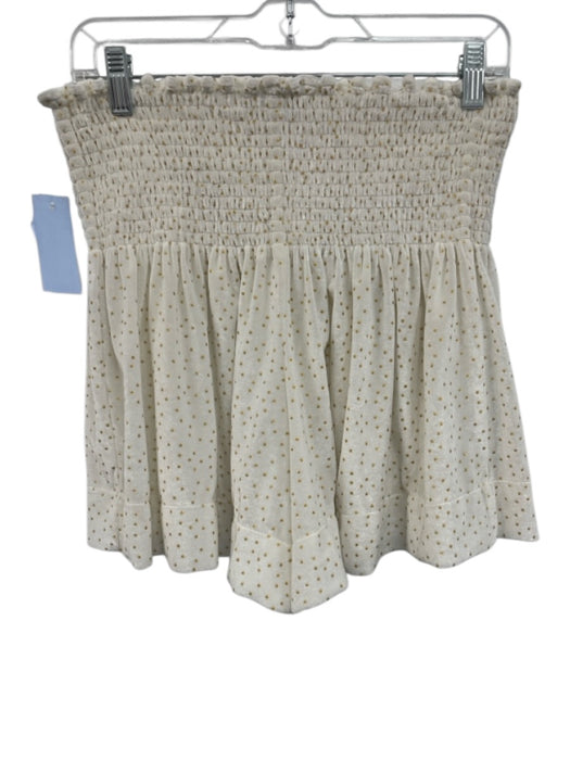 Koch Size M White & Gold Polyester Velvet Dotted Shirred Flowy Shorts White & Gold / M