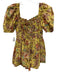 Ulla Johnson Size 6 yellow, red, green Cotton Drawstring Waist Shirred Romper yellow, red, green / 6