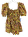 Ulla Johnson Size 6 yellow, red, green Cotton Drawstring Waist Shirred Romper yellow, red, green / 6