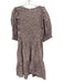 Sea New York Size L Purple & Cream Cotton shired bodice Floral Ruffle Dress Purple & Cream / L