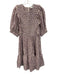 Sea New York Size L Purple & Cream Cotton shired bodice Floral Ruffle Dress Purple & Cream / L