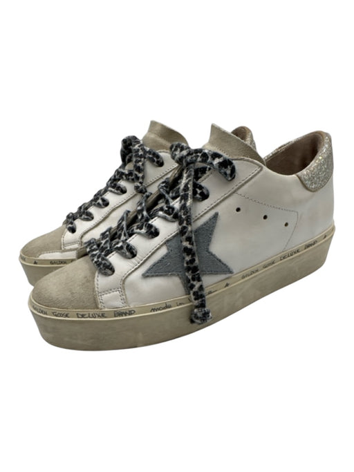 Golden Goose Shoe Size 37 White, Gray, Beige Leather Leopard Print Sneakers White, Gray, Beige / 37