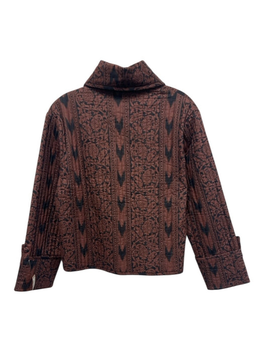 Julia Amory Size M Brown & Black Cotton Quilted Abstract Print Buttons Jacket Brown & Black / M