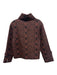 Julia Amory Size M Brown & Black Cotton Quilted Abstract Print Buttons Jacket Brown & Black / M