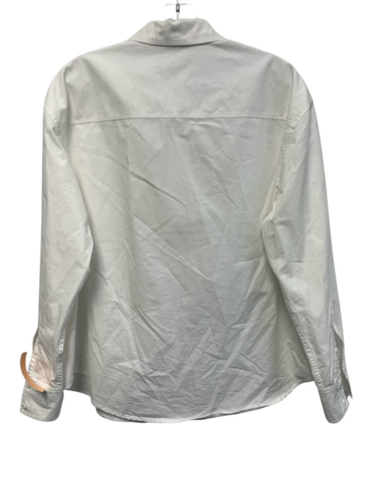 Julia Amory Size M White Cotton Long Sleeve Buttons Collar Blouse Top White / M